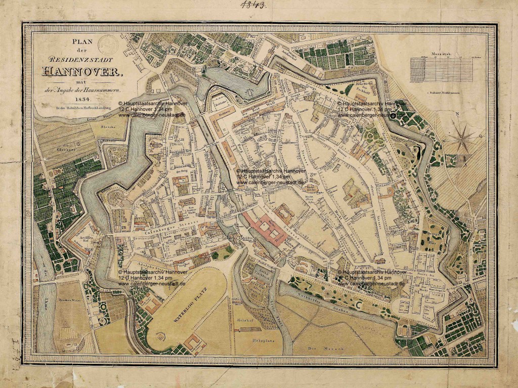 Karte von Hannover 1834 - Calenberger Neustadt Karte von Hannover 1834 - Calenberger Neustadt