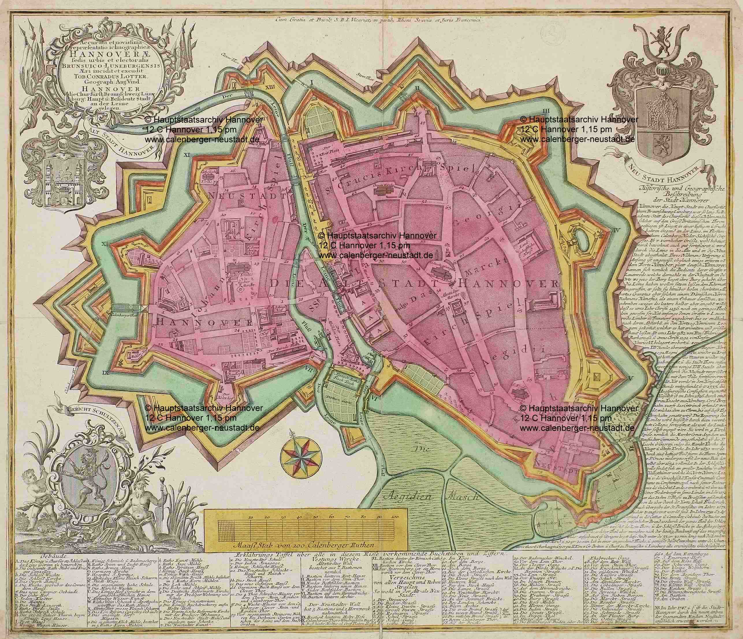Karte von Hannover mit der 1747 entstandenen Aegidien-Vorstadt